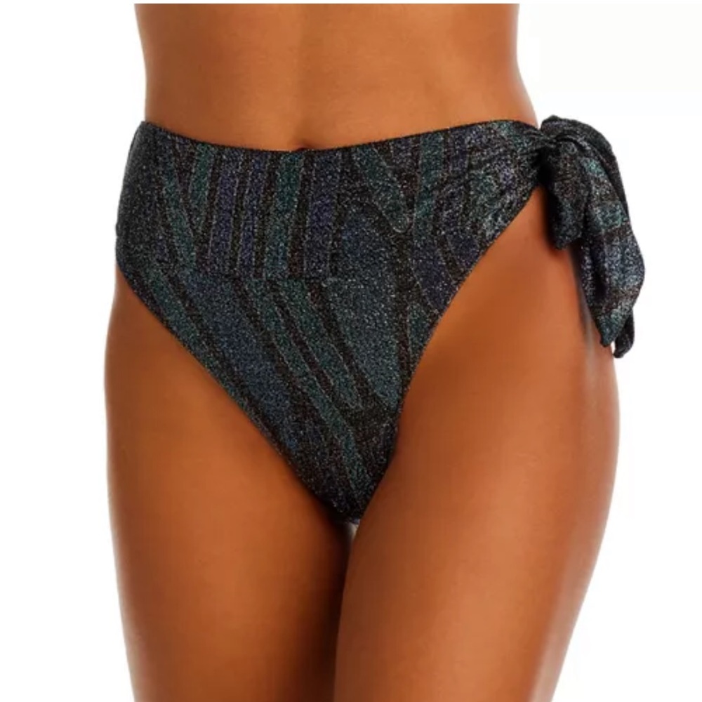 Ramy Brook Shimmering Black and Blue Bikini Bottom in size S